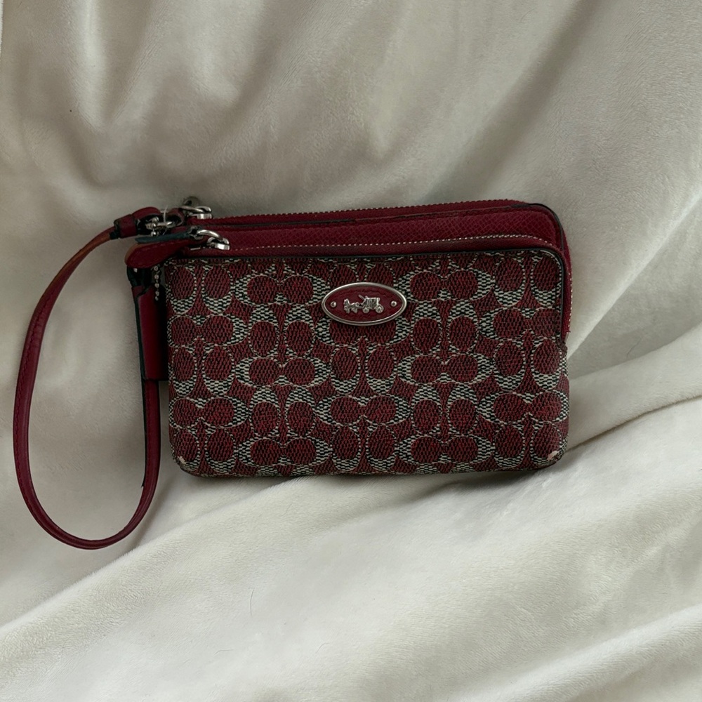 Coach Red Clutch Wristlet Signature Style